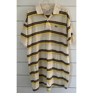 Lacoste Polo Shirt Men's Multicolor 100% Cotton Striped Collared Short Sleeve 12